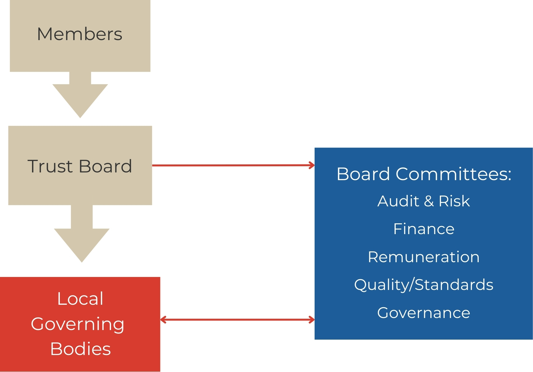 A flow chart to show our proposed governance structure