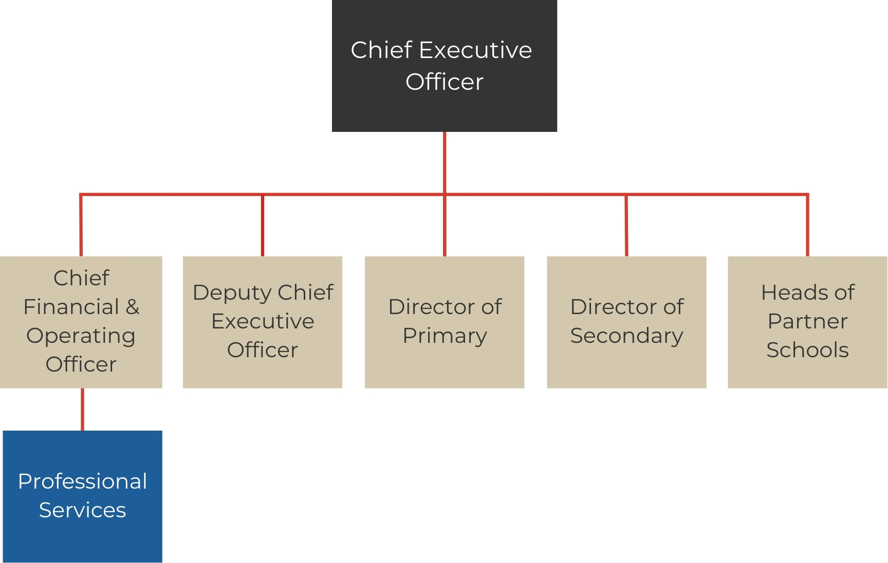 An organigram to show the executive team structure