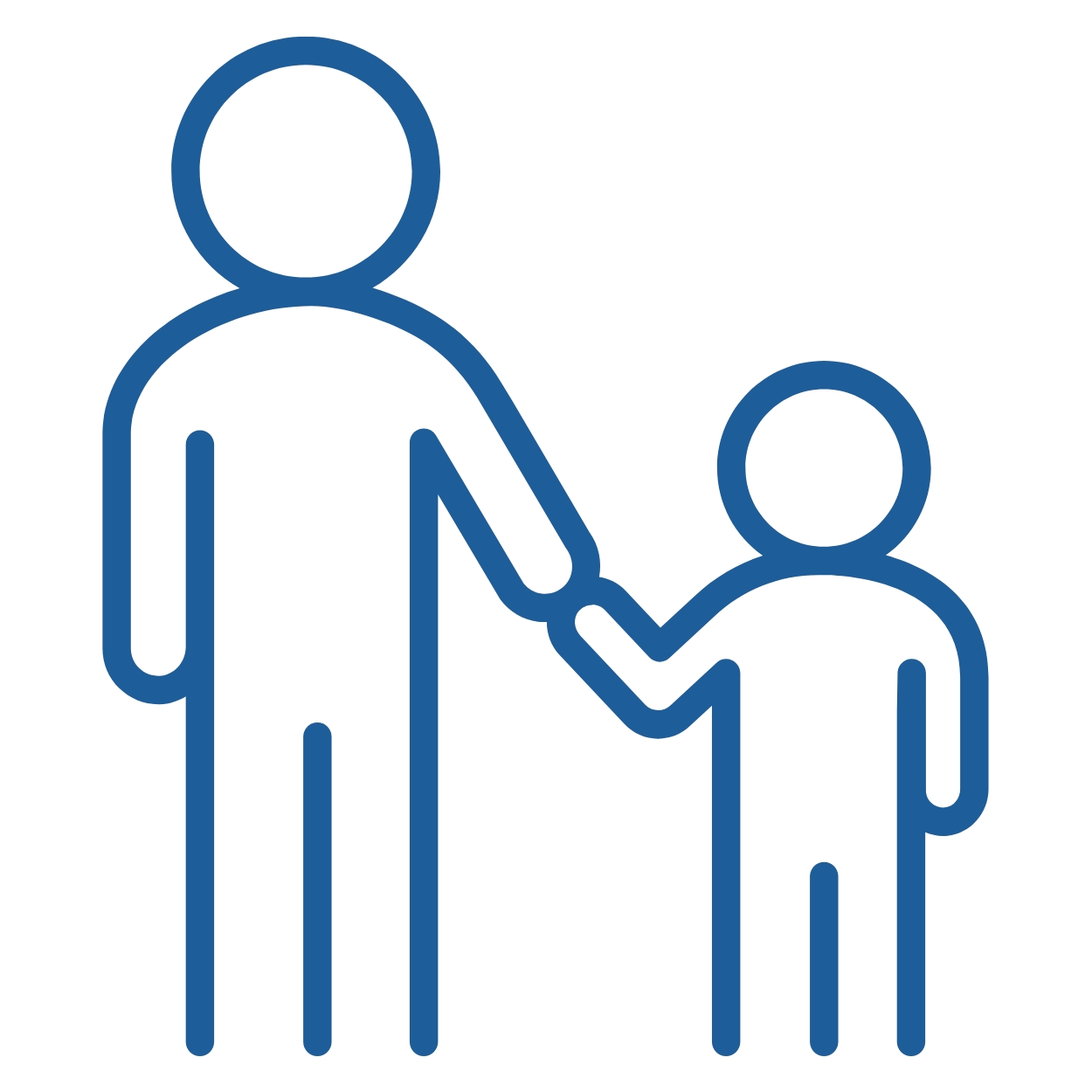 Stylised icon of an adult holding a child's hand