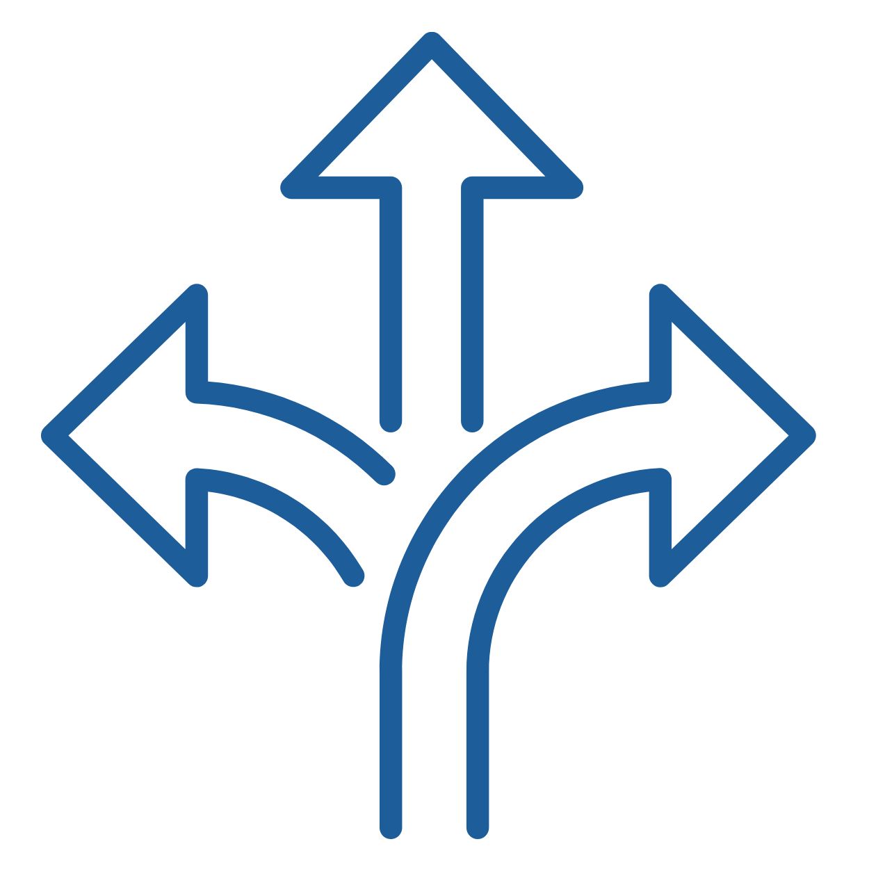 Stylised icon of arrows in different directions